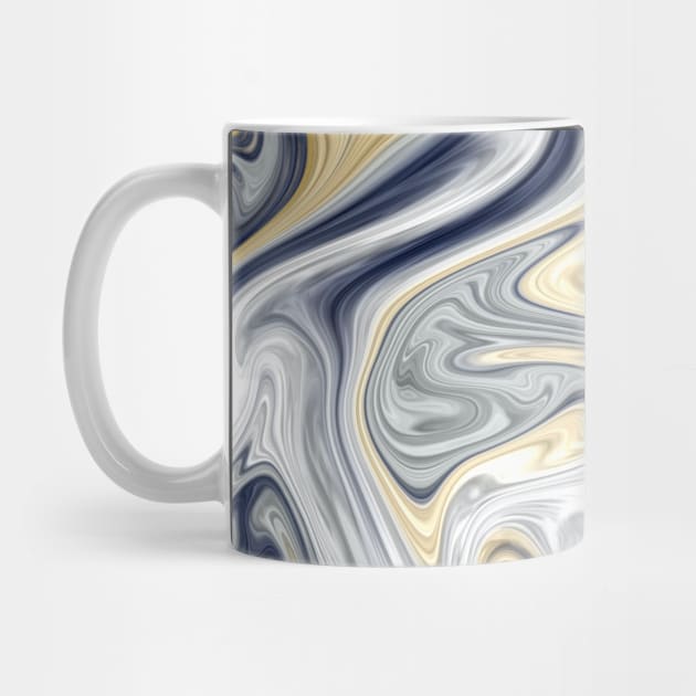 Trendy cool stylish gold yellow navy blue liquid marble abstract swirl pattern by galaxieartshop